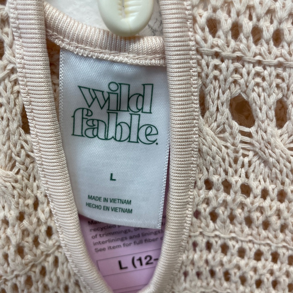 Wild Fable Women's Beige Center Front Keyhole Crochet Swim Cover Up Size L - Picture 5 of 5